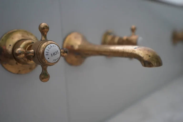 Detail of a classic brass basin tap